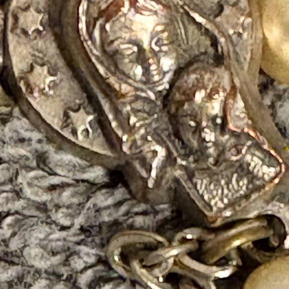 Vtg Catholic 18” Rosary Art Nouveau Faux Pearl Beads White Madonna & Child ITALY - Picture 7 of 7